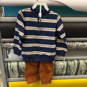 Carter's Navy and Brown Striped Kids Matching Set